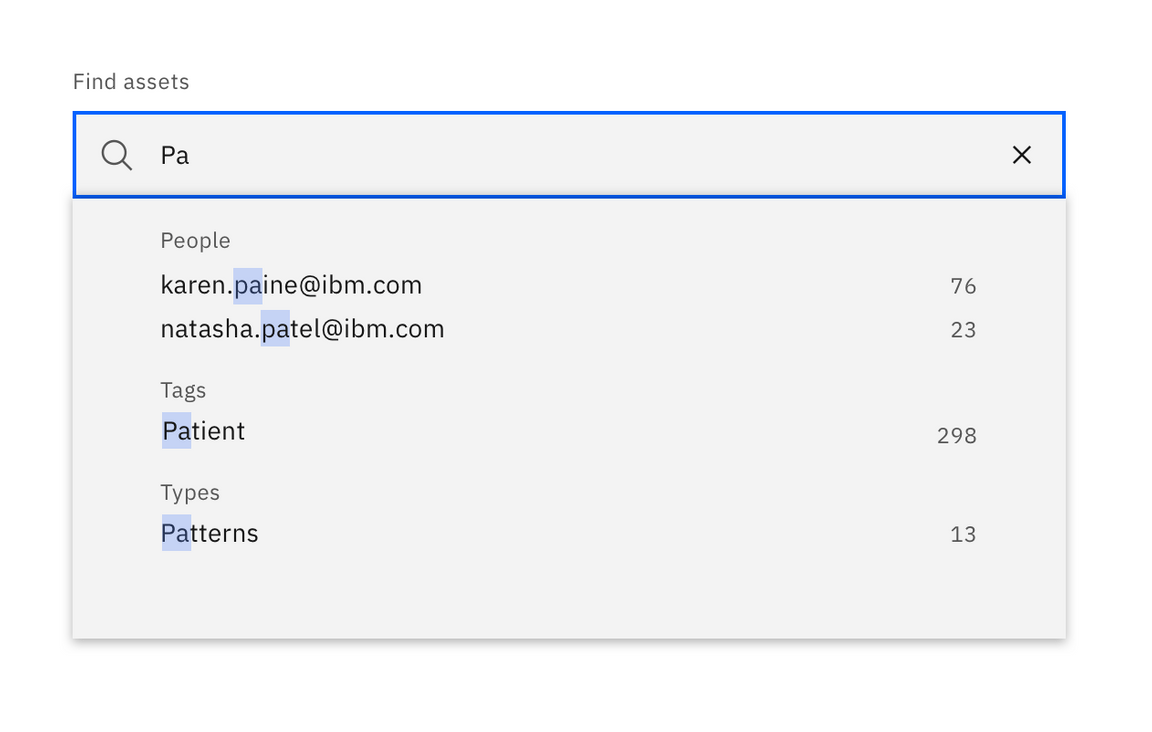 The dropdown with a text filter applied